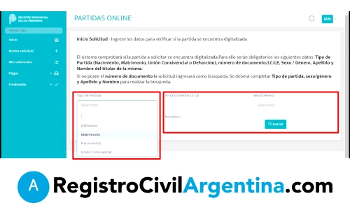Paso 4- Selecciona el tipo de partida que quieres y llena el formulario con los datos que se piden